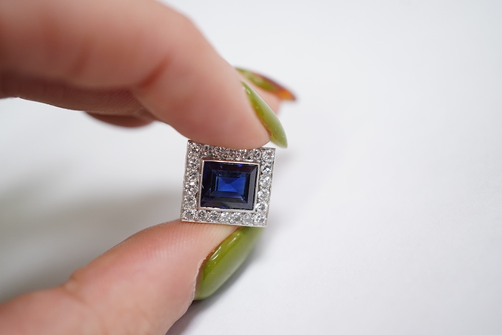 An Art Deco sapphire and diamond ring, 1920s